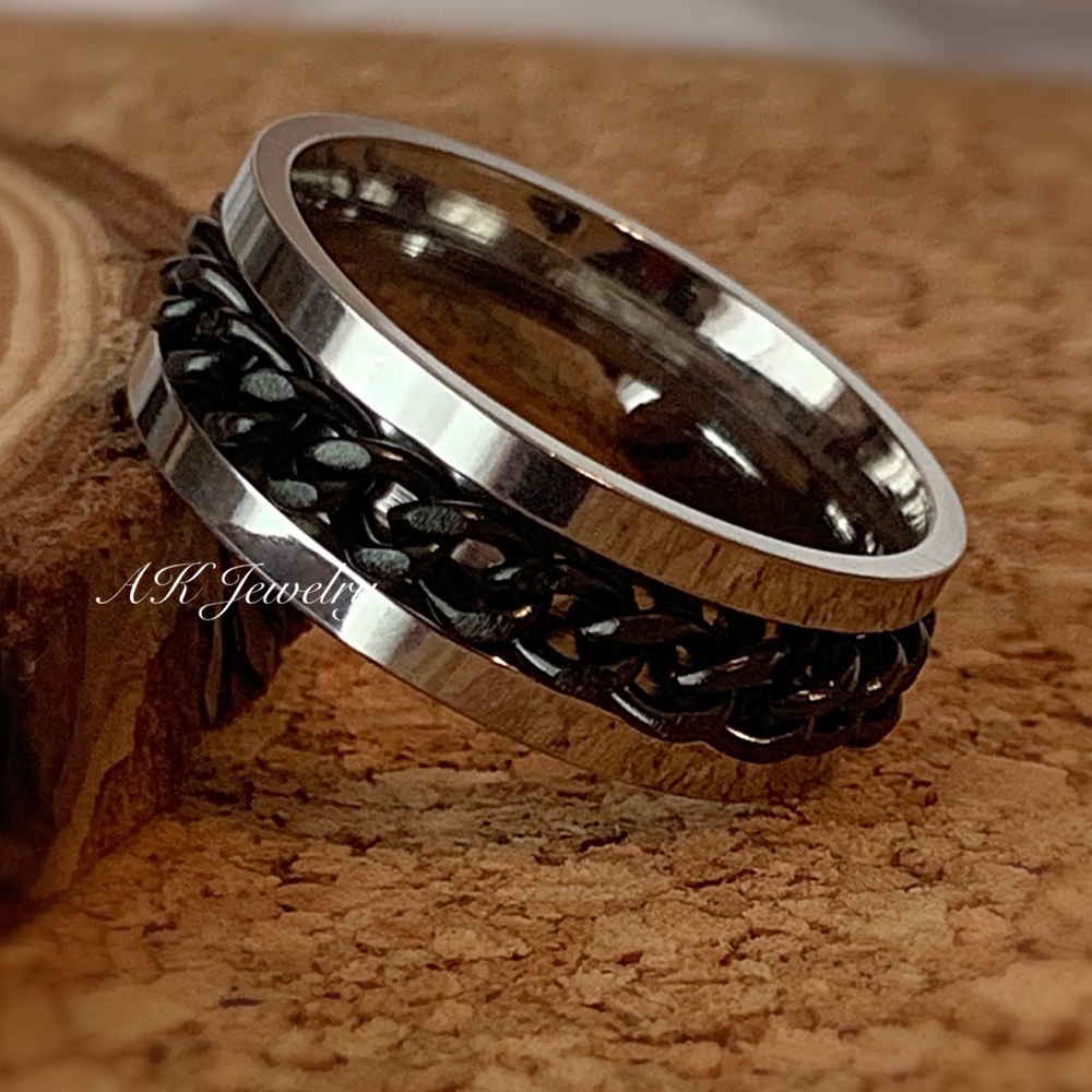 💎Stainless Steel Chain Link Spinning Ring